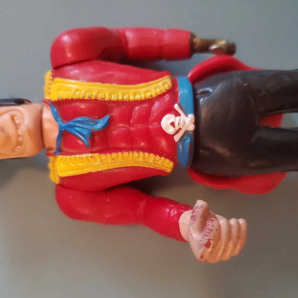 Vintage Captain Hook Action Figure Peter Pan Pirate Toy Red Coat Blue Hat 6 Inch